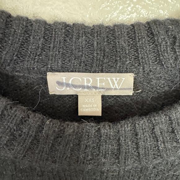 J.Crew High Rib Pullover Sweater SZ XXS Black Wool Alpaca Crew Neck Long Sleeve - Picture 3 of 6